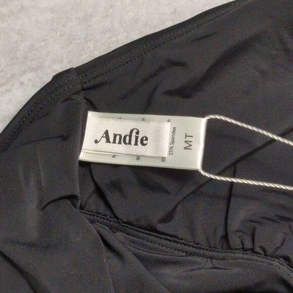 NWT Andie Lanikai Black V-Neck Spaghetti Straps One Piece Swimsuit Medium Tall - Picture 5 of 9